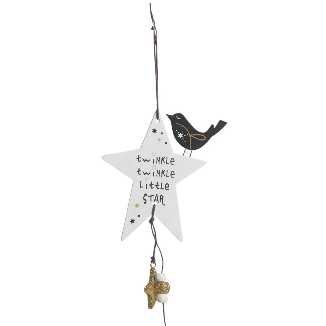 Suspension étoile Noël avec oiseau