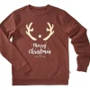 Sweat de Noël homme Merry Christmas Happy New Year marron