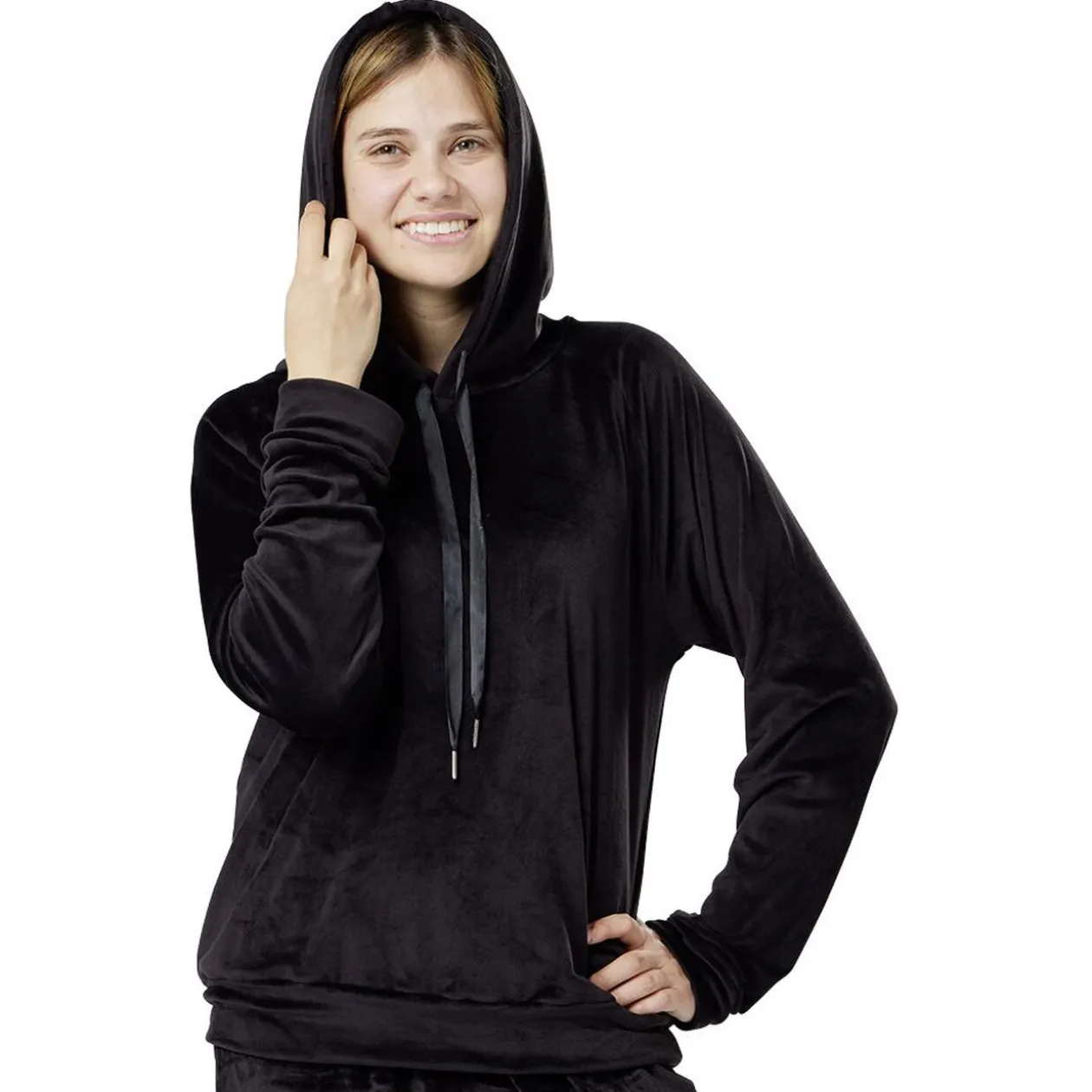 Sweat velours uni noir Taille S