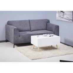 Table basse avec coffre de rangement blanc naturel Charlotte