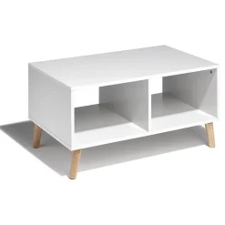 Table basse blanche Bergen 2 niches