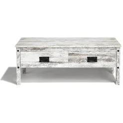 Table basse Kansas effet vieilli 2 tiroirs