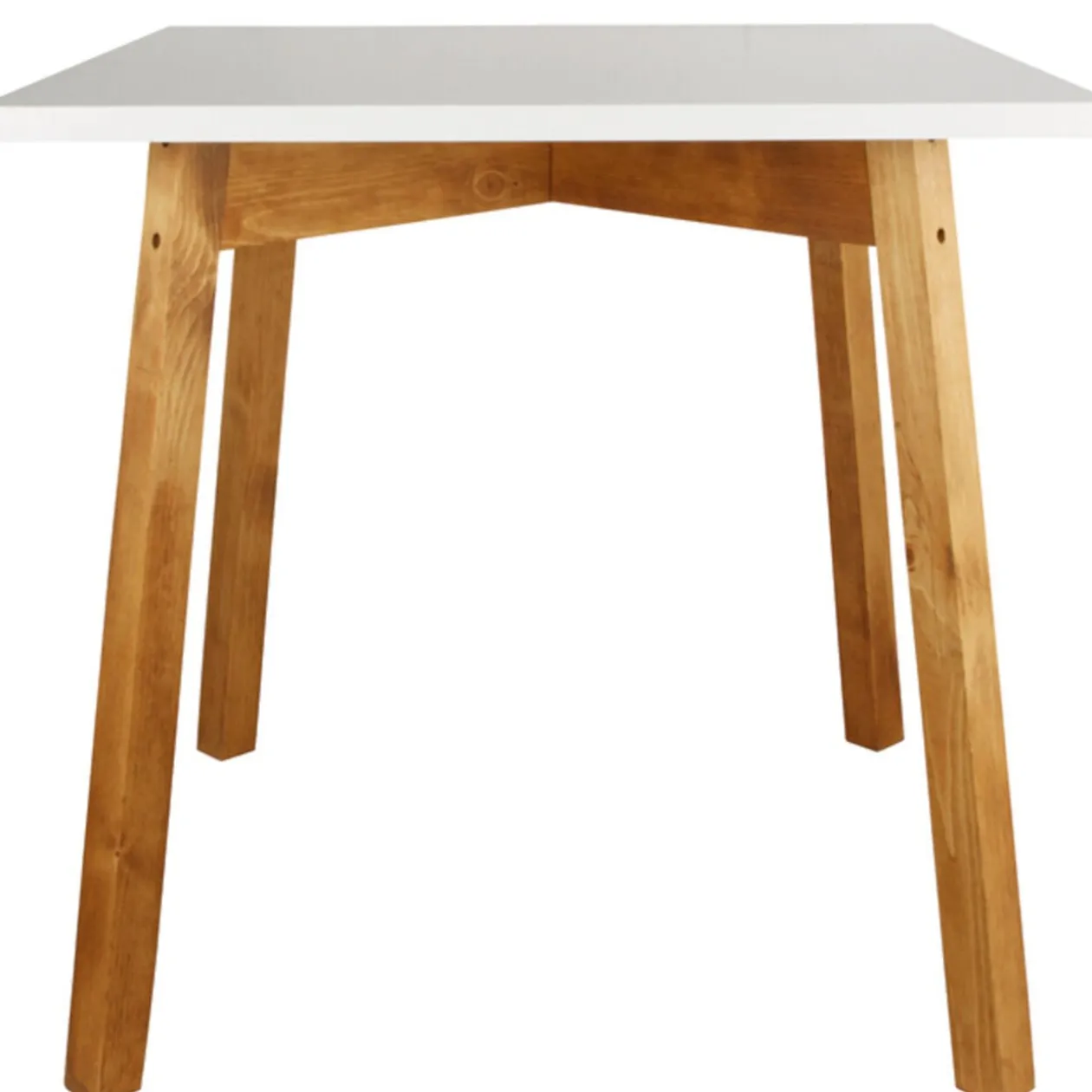 Table et 4 tabourets blanc pied marron