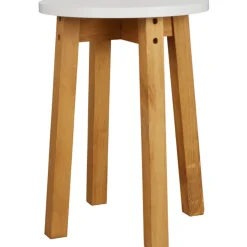 Table et 4 tabourets blanc pied marron