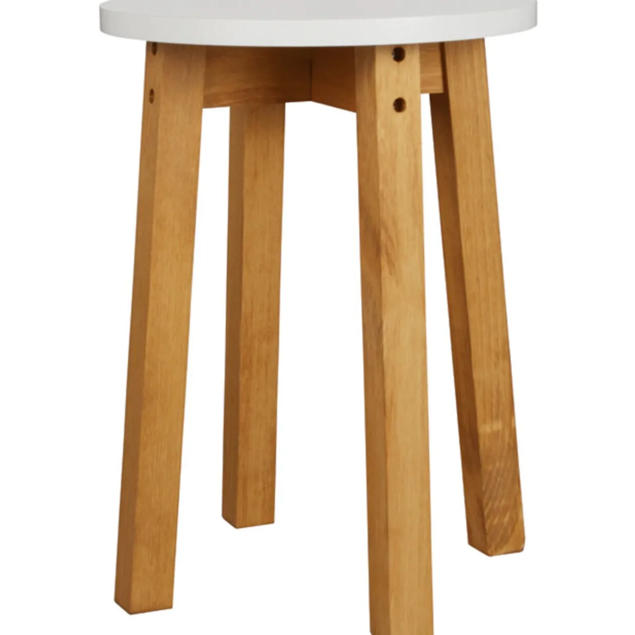 Table et 4 tabourets blanc pied marron