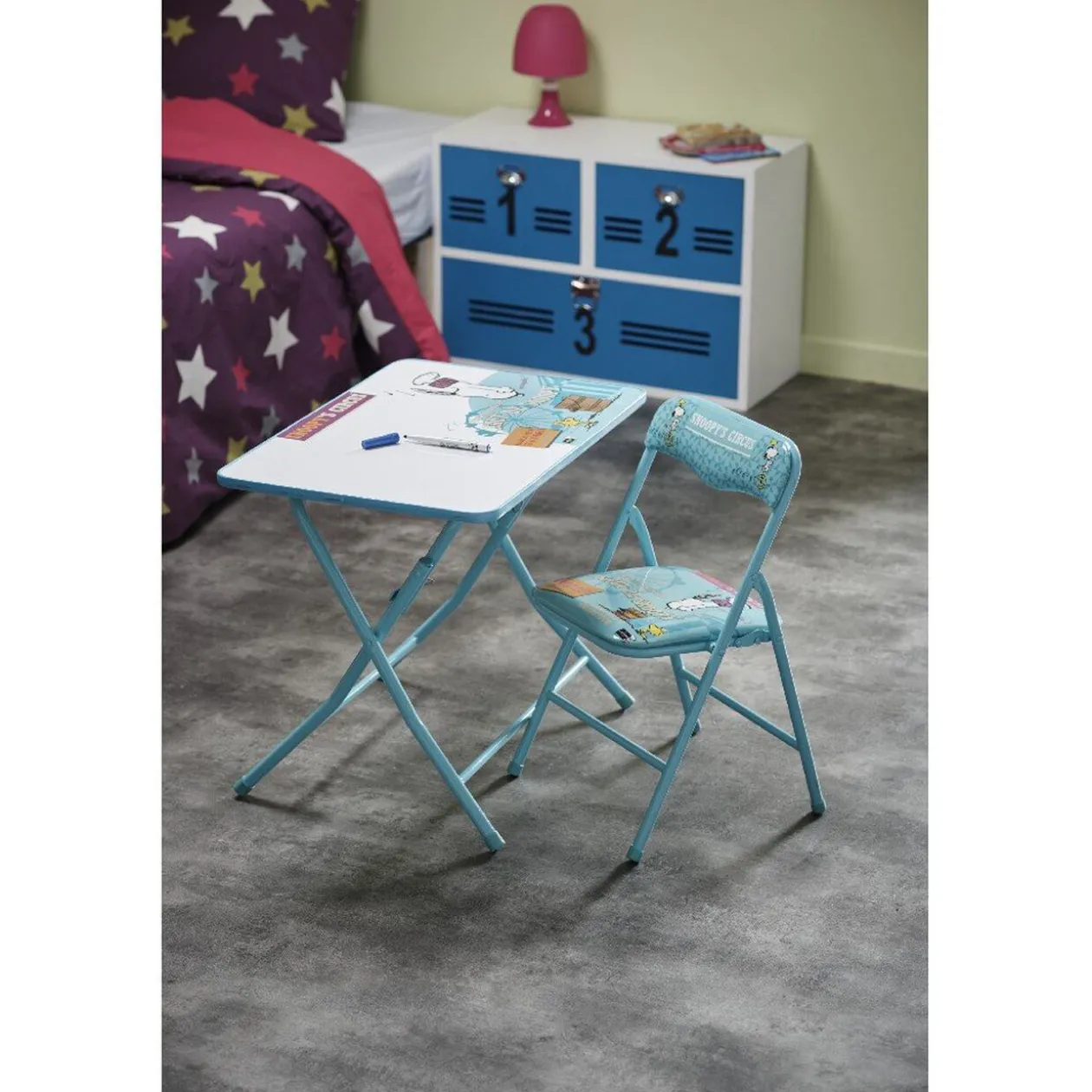 Table et chaise Snoopys Circus bleu