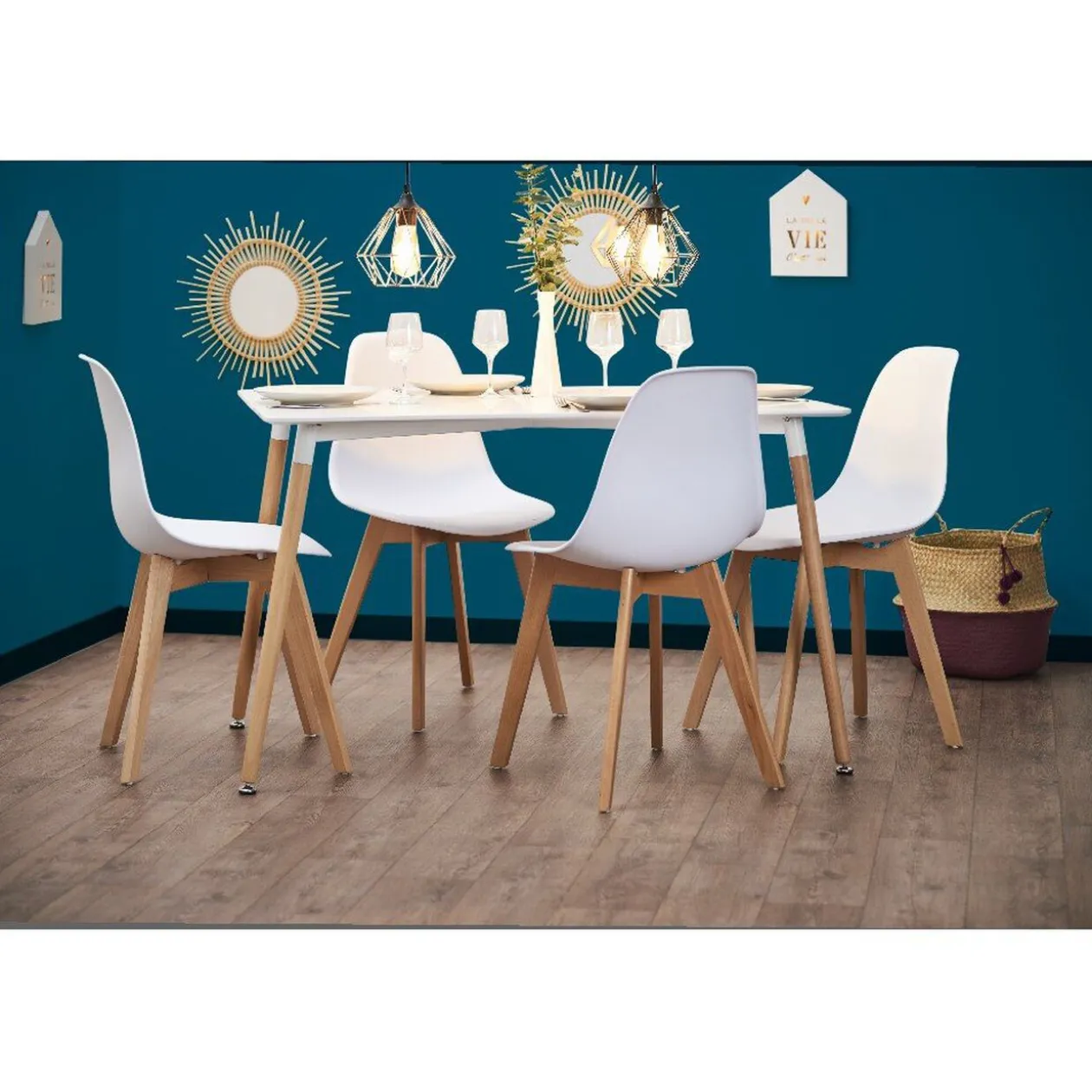 Table repas Bergen blanc 6 couverts