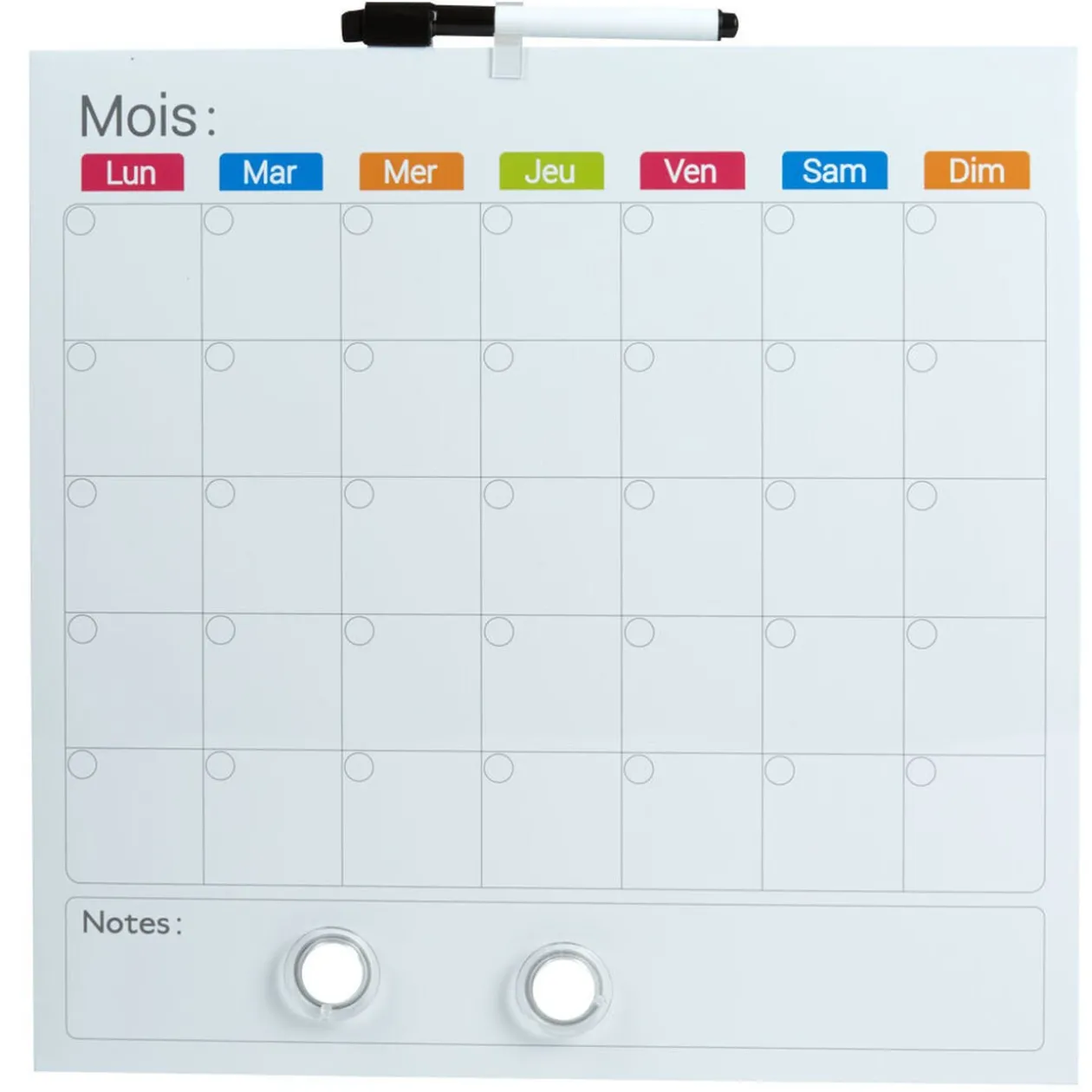 Tableau mémo calendrier avec feutre