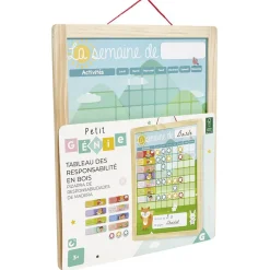 Tableau organisation enfant activités responsabilités en bois