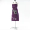 Tablier avec poche imprimé verres de vin violet