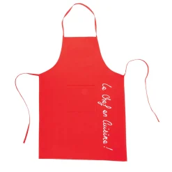 Tablier avec poche rouge Le chef en cuisine