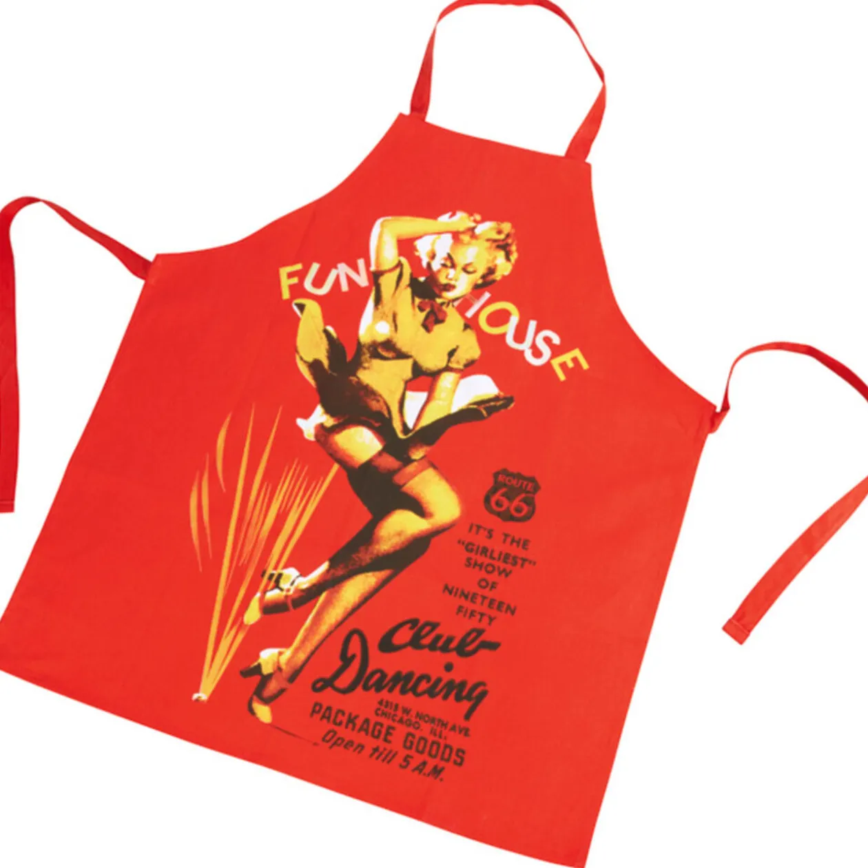 Tablier rouge en coton pin up Route 66