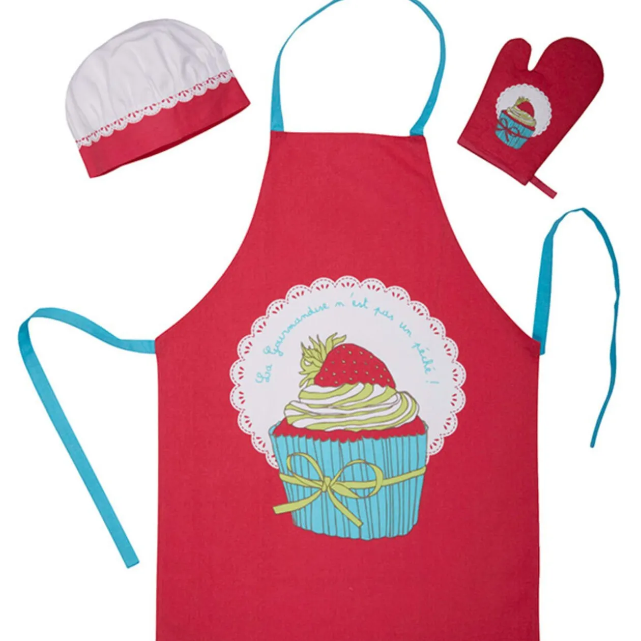 Tablier toque et manique enfant Cupcake