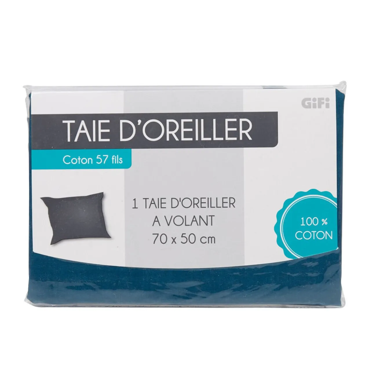 Taie d oreiller bleu gris avec volant