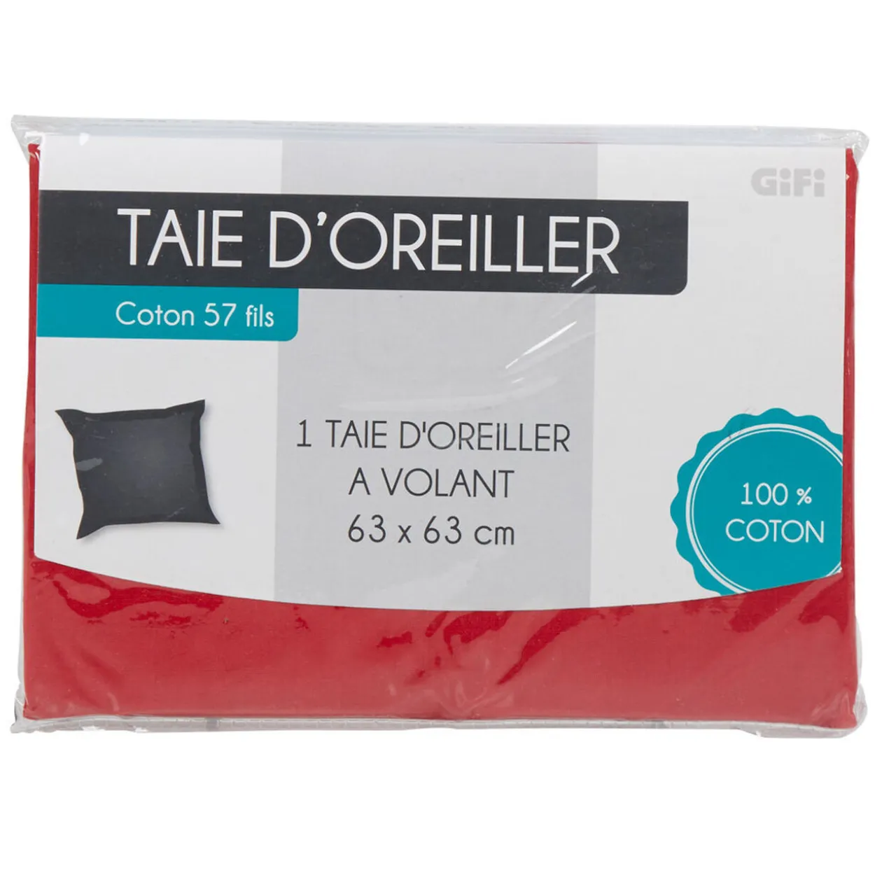Taie d oreiller rouge avec volant