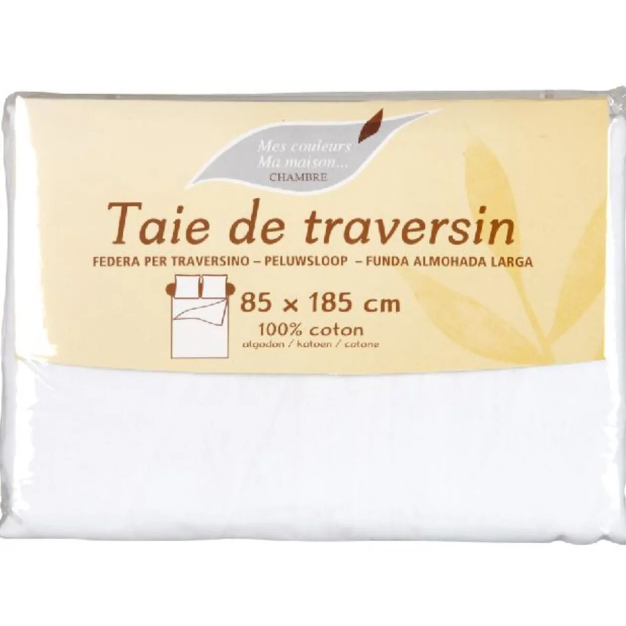Taie de traversin blanc 85x185