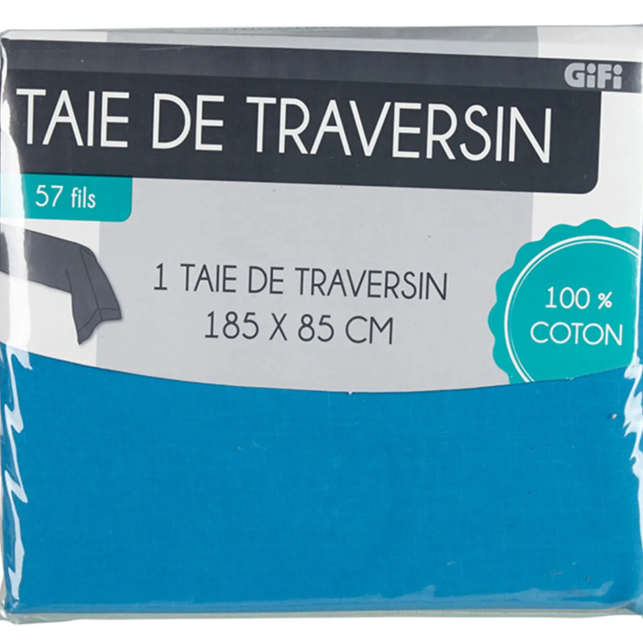 Taie de traversin bleu