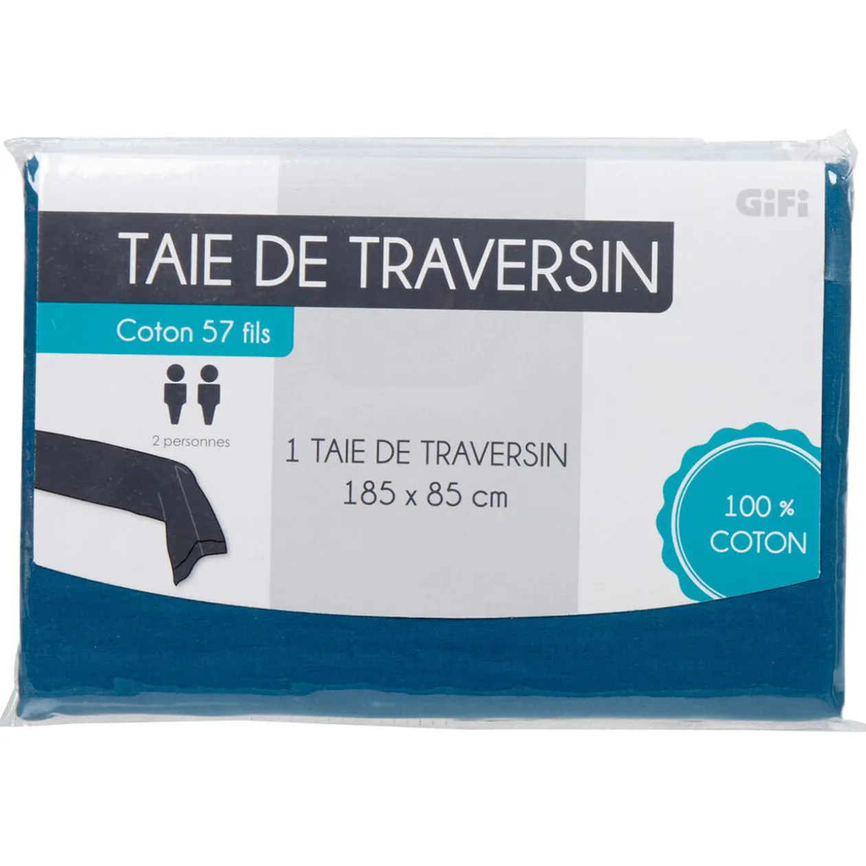 Taie de traversin bleu gris