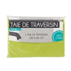 Taie de traversin vert anis uni