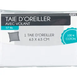 Taie oreiller blanc avec volant