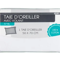 Taie oreiller blanc avec volant