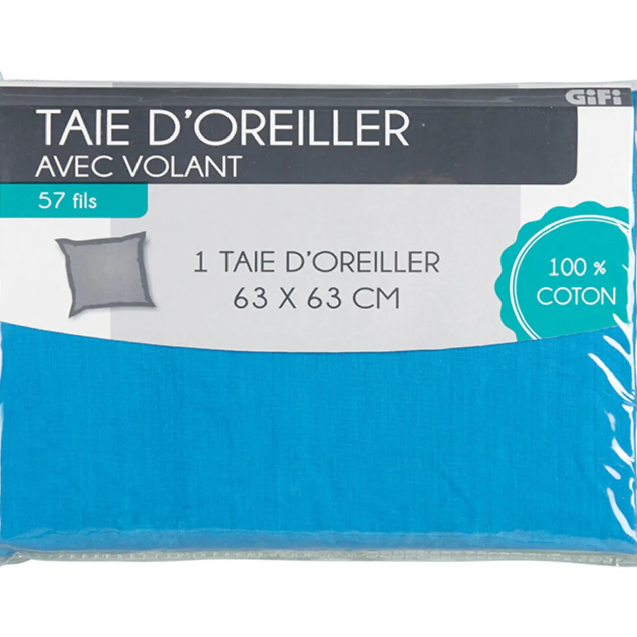 Taie oreiller bleu avec volant