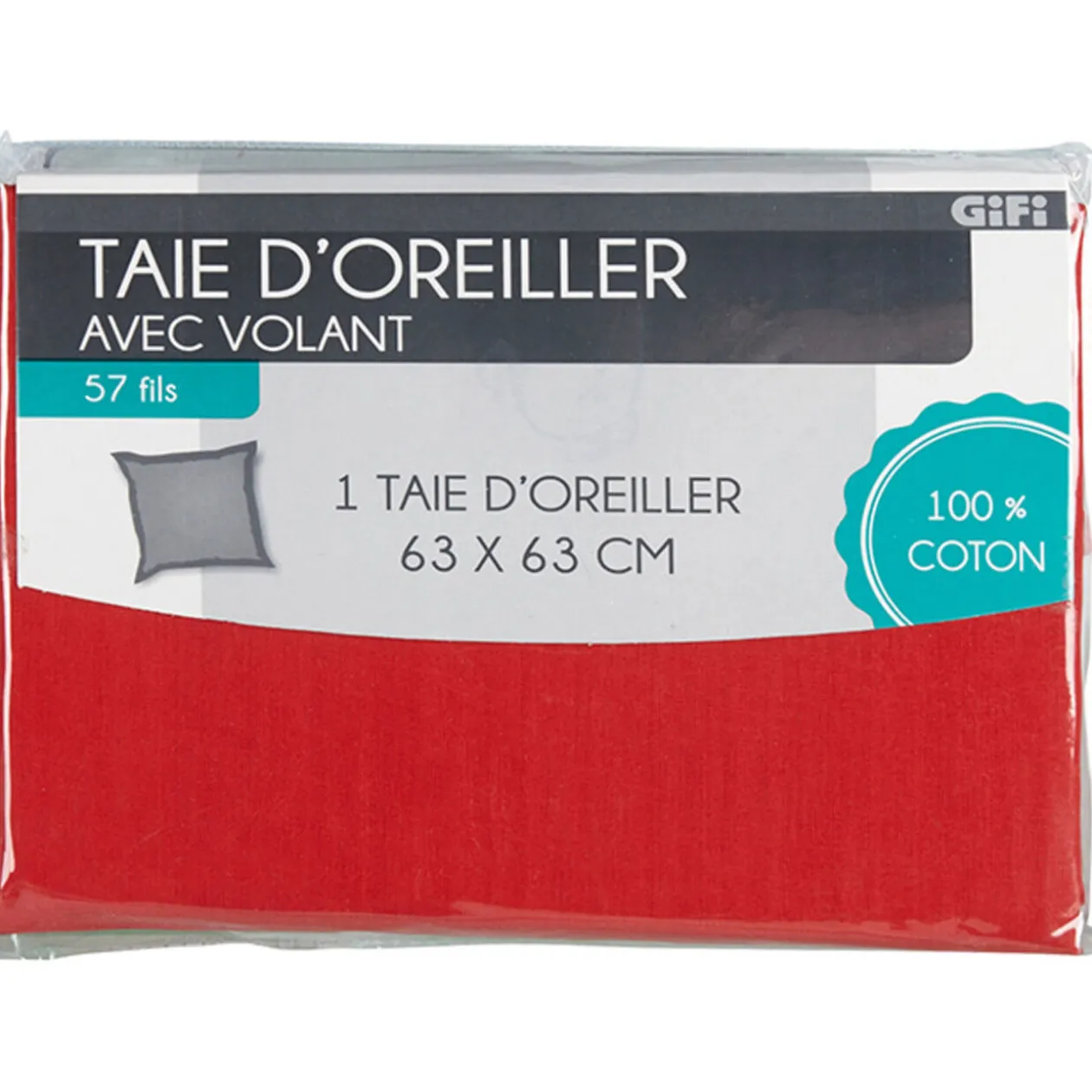Taie oreiller rouge avec volant