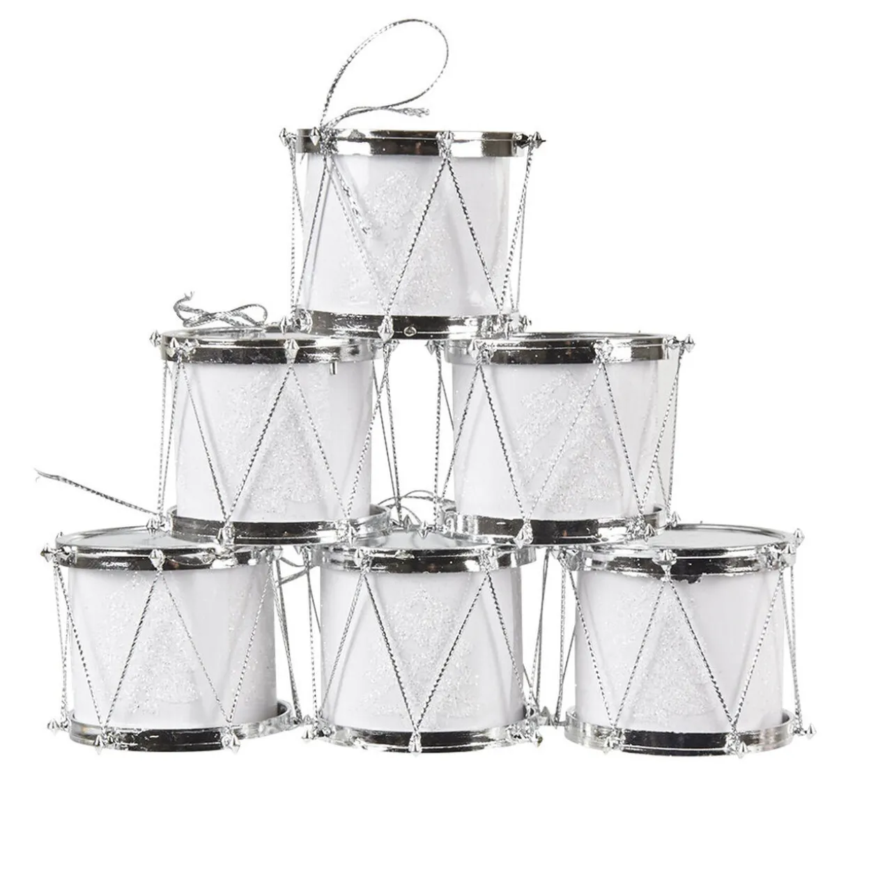 Tambour à suspendre Noël blanc X6