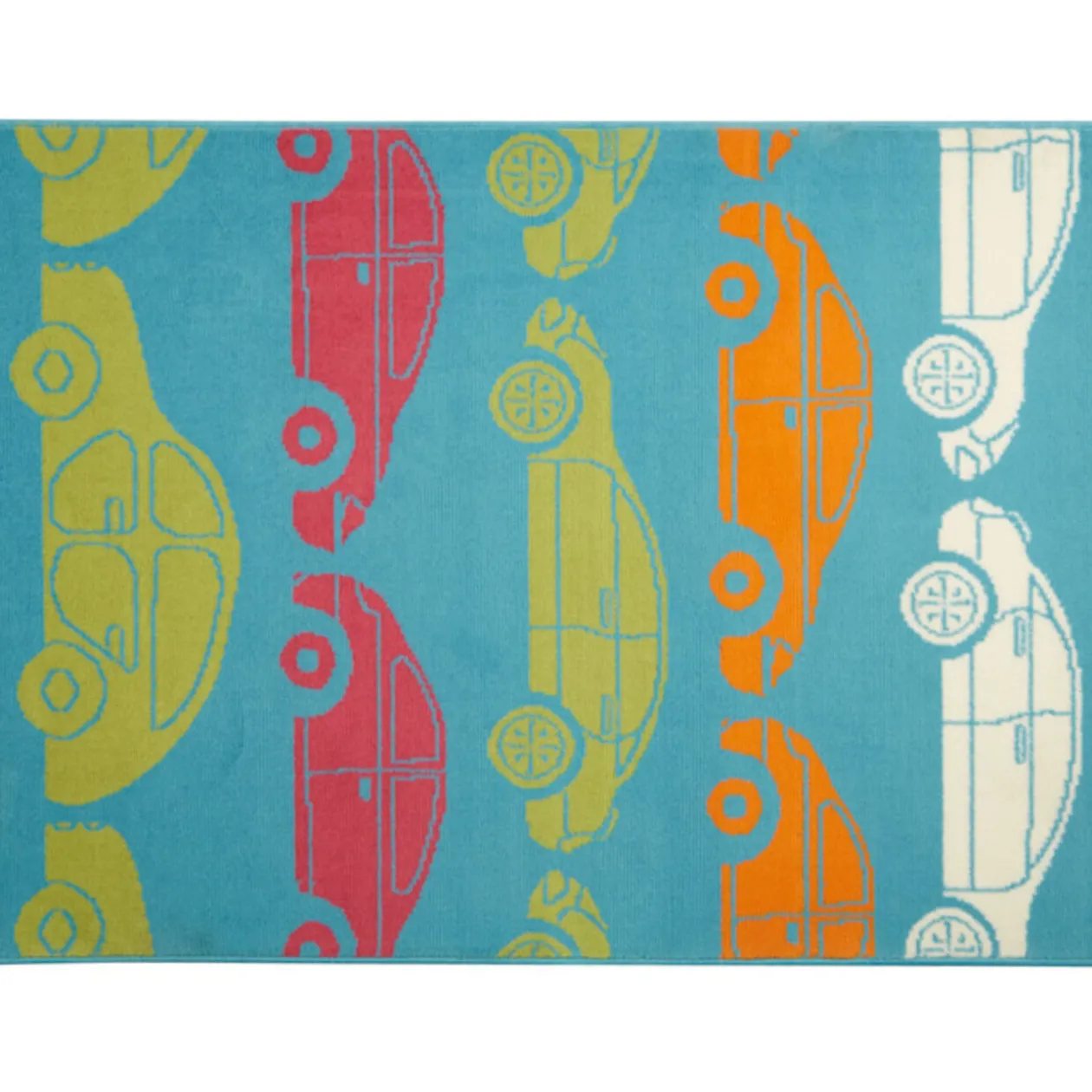 Tapis chambre enfant bleu design voiture