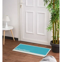 Tapis d entrée bleu blanc Chez nous