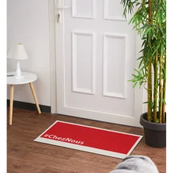 Tapis d entrée rouge blanc Chez nous