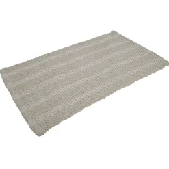 Tapis déco chenille beige et blanc