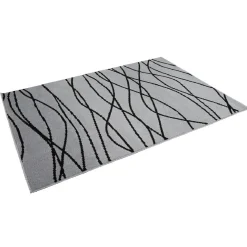 Tapis géométrique gris design lignes noires