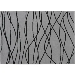 Tapis géométrique gris design lignes noires