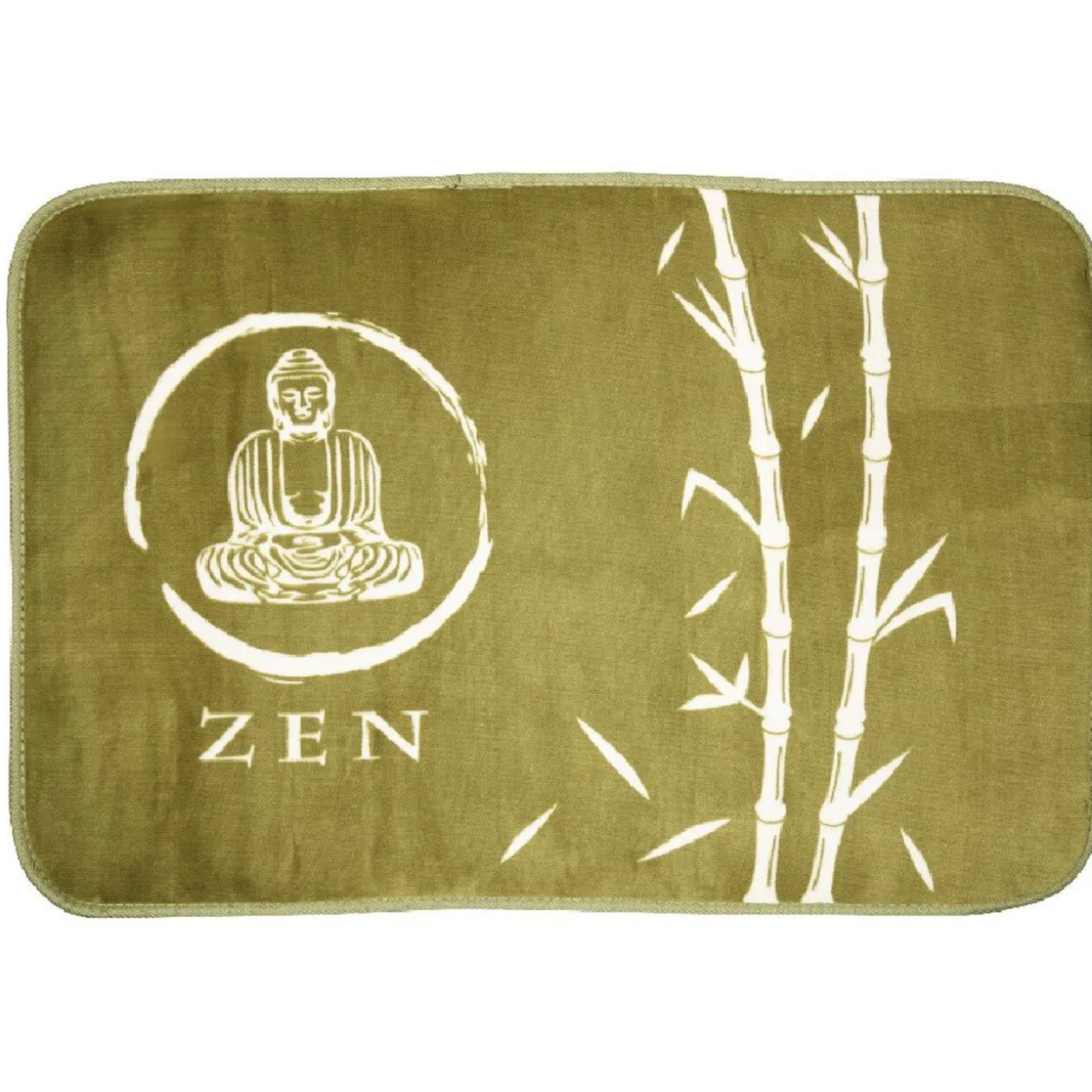 Tapis rectangle vert et blanc design zen