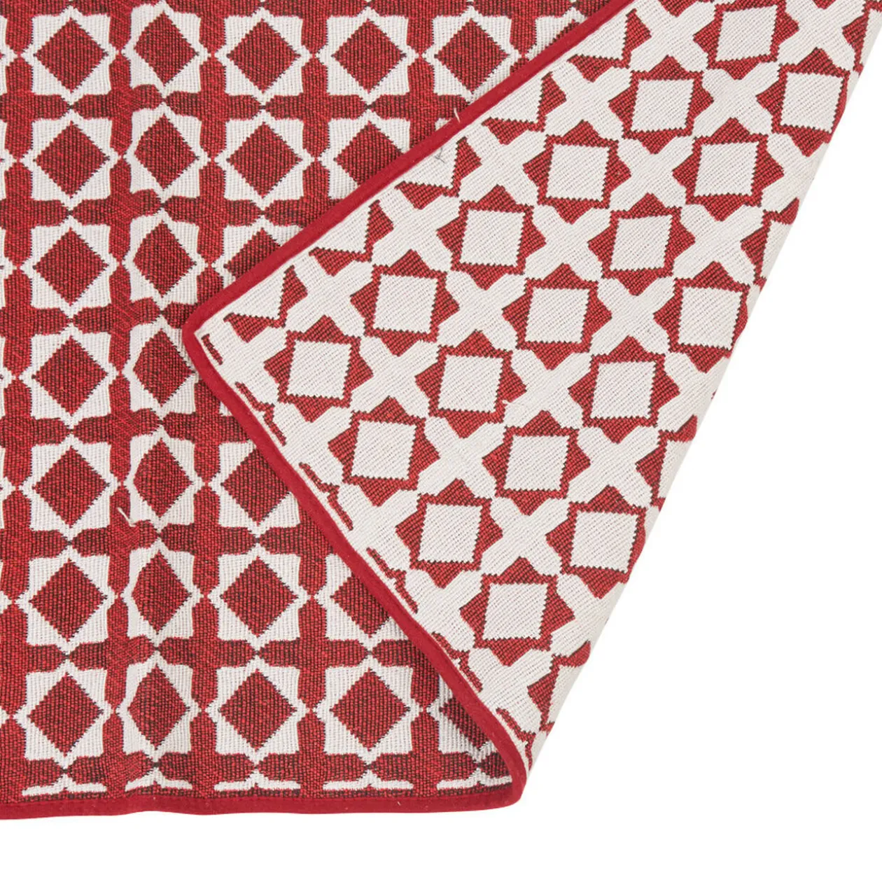 Tapis réversible bicolore rouge et blanc