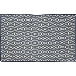 Tapis réversible bleu et blanc design losanges