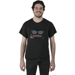 Tee-shirt à motif lumineux lunettes moustache