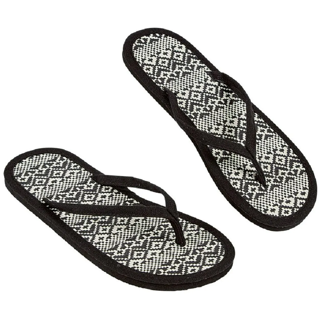 Tong pour femme noir déco paille tressée taille 36/37