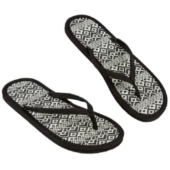 Tong pour femme noir déco paille tressée taille 38/39