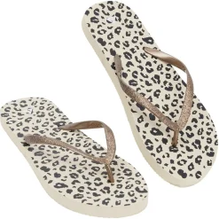 Tongs Femme plastique imprimé léopard bride pailleté marron T40/41