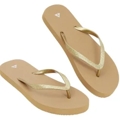 Tongs Femme plastique marron bride pailleté doré 36/37