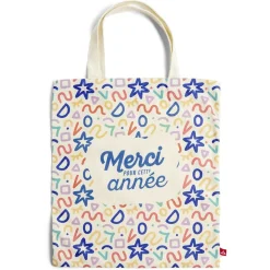 Tote bag coton beige imprimé Merci pour cette année - 4 modèles