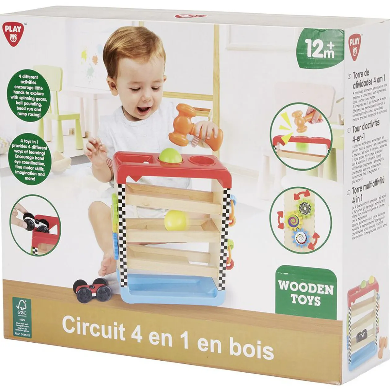 Tour d'activités 4 en 1 en bois certifié FSC®