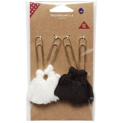 Trombone fer x4 avec pompon noir et blanc