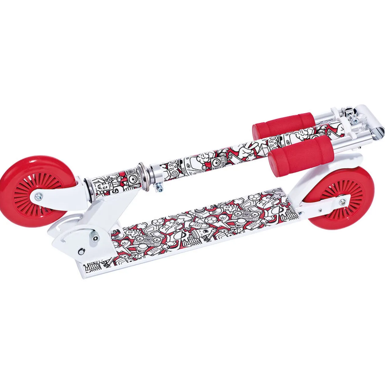 Trottinette pliable 2 roues plastique rouge