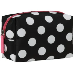 Trousse à maquillage noire à pois blancs