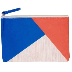 Trousse cosmétique bleu rouge et blanc