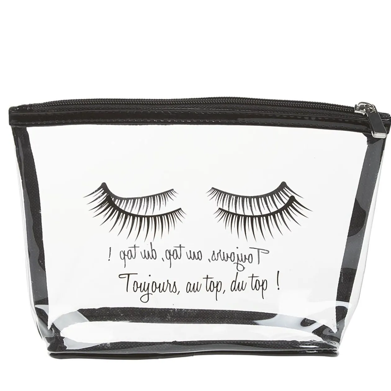 Trousse de toilette en plastique transparent imprimé noir