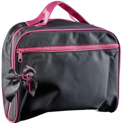 Trousse de toilette fuchsia et noire avec hanse
